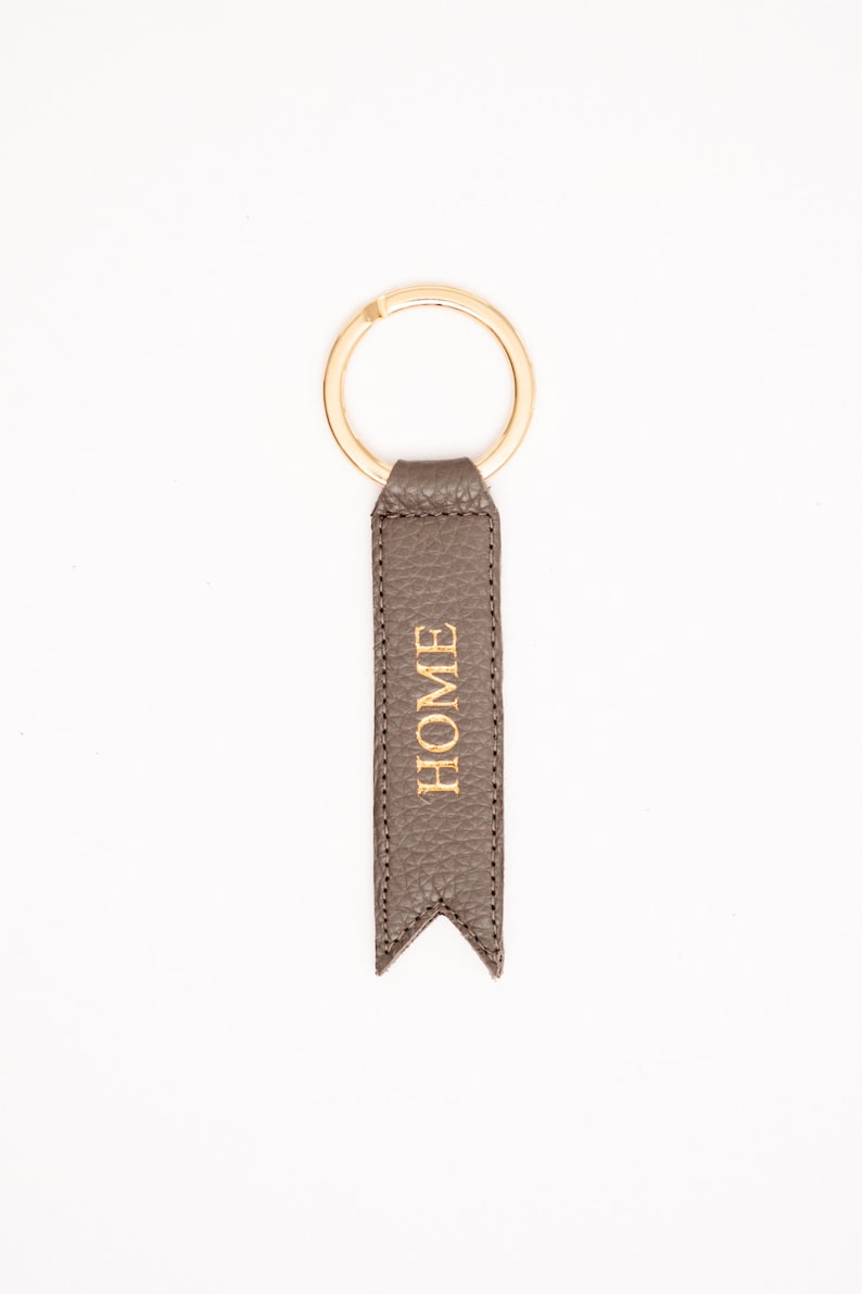 Personalizable keychain with engraving/name/initials Genuine leather in black, beige, gold Gift idea for Mother's Day, birthday Taupe/Gold