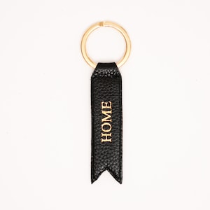 Personalizable keychain with engraving/name/initials Genuine leather in black, beige, gold Gift idea for Mother's Day, birthday Schwarz/Gold