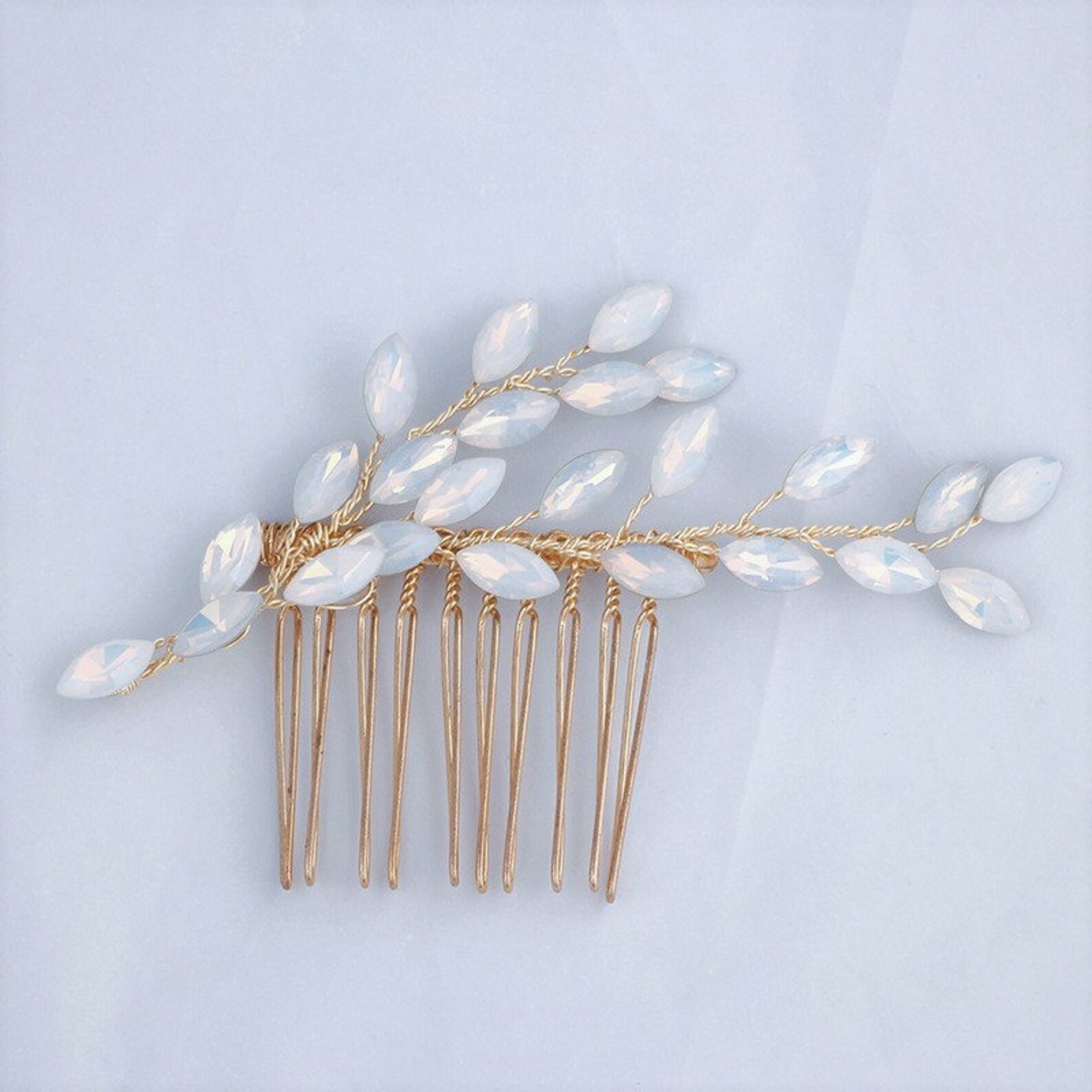 Opal Hair Comb/wedding Opal Crystal Hair Comb/ Bride Opal Etsy