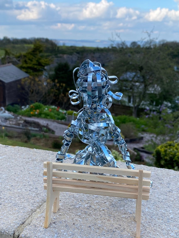 Woman Wire Sculpture. Wire Art Figurine. Bookshelf Art. Wire