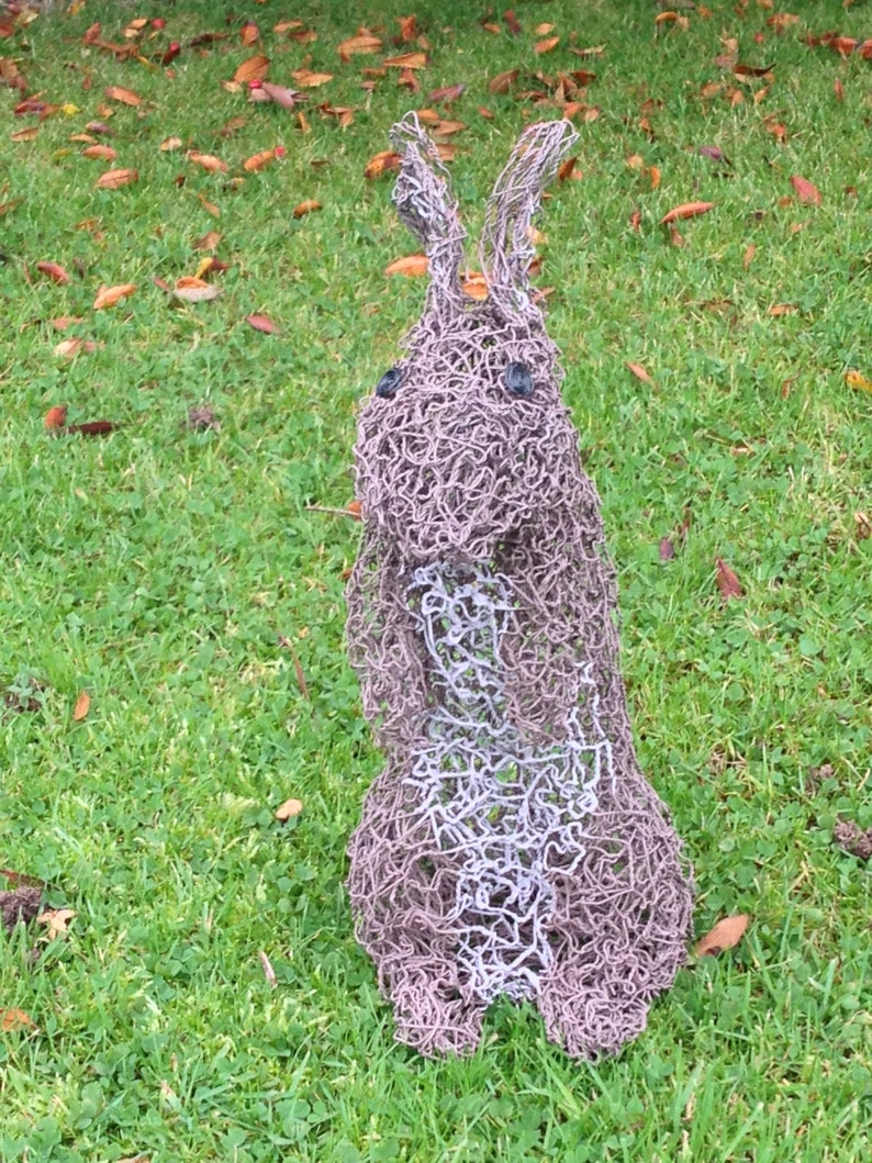 Handmade wire sculpture rabbit. Wire art. Metal garden | Etsy