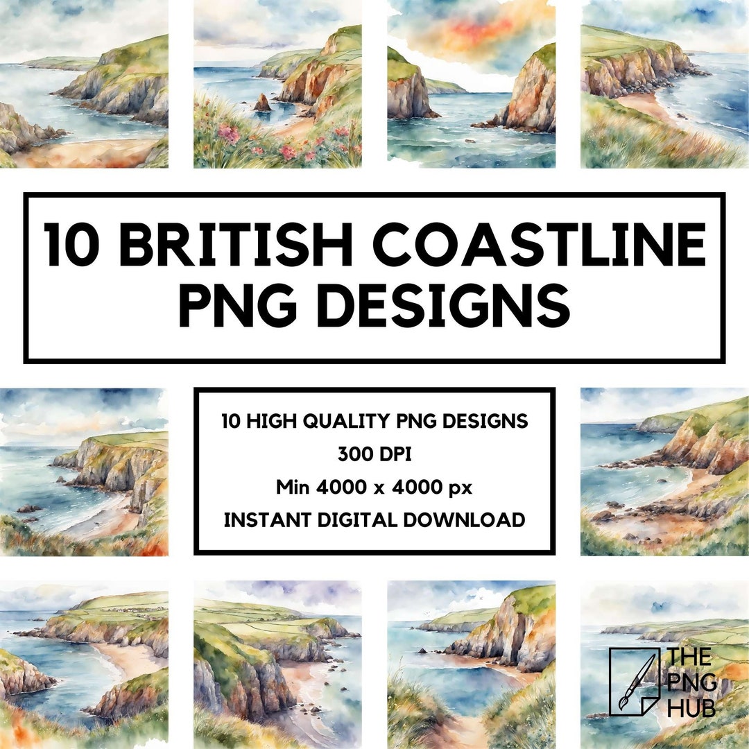 10 British Coastline Clipart PNG Designs Bundle Of High Quality Instant 
