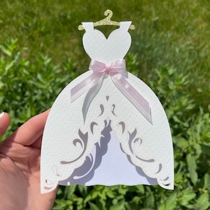 Dress greeting card, invitation, wedding, bride shower, sweet 16, quinceanera, congratulations card