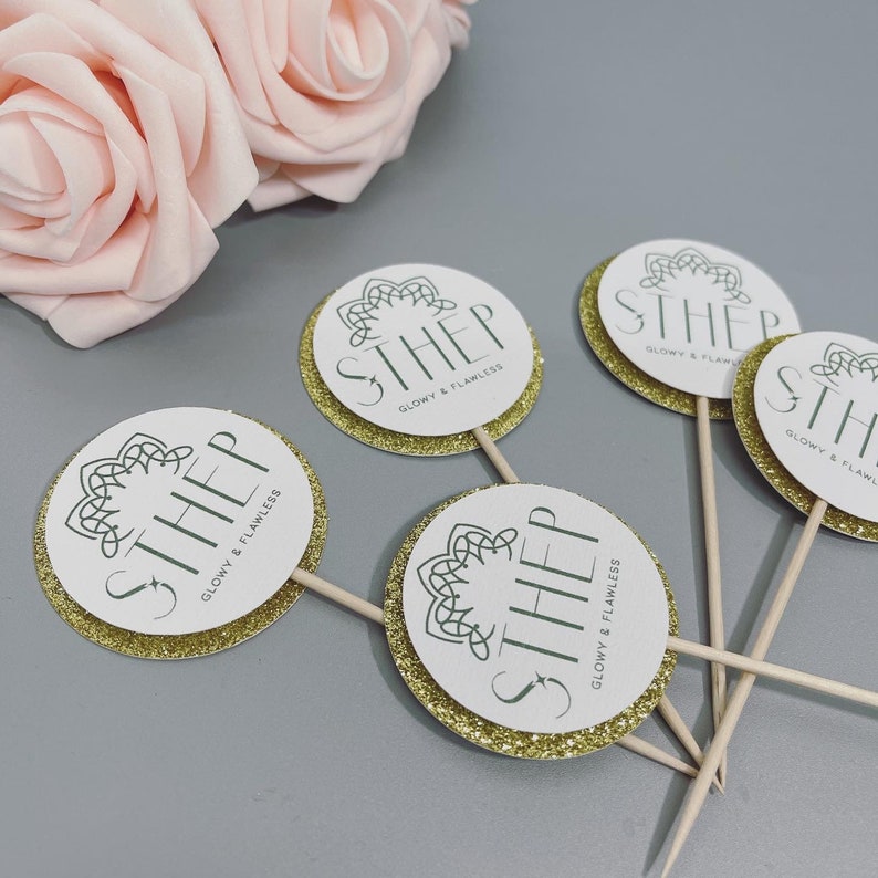 YOUR BRAND LOGO Cupcake Toppers/ Custom Toppers Etsy