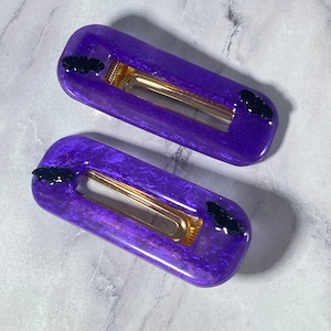 Purple Bat Resin Barrettes (set of 2)