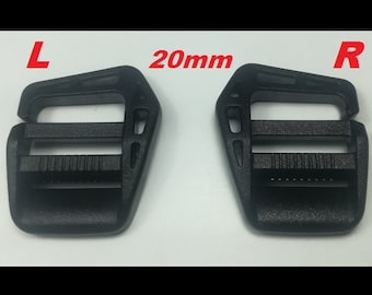 Boucle mousqueton en plastique réglable, gauche ou droite, pour sangle de 20 mm, attache de sangle, réglage de la sangle, boucle à dégagement rapide, boucle en plastique noir