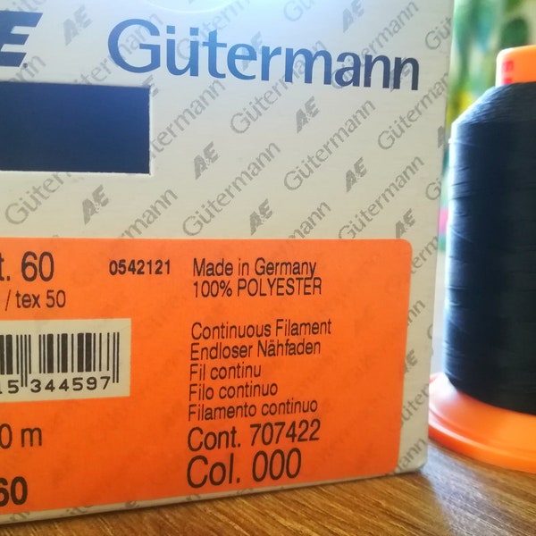 Gutermann thread  Tera 60 tex 50 100% Polyester sewing thread,strong polyester thread for sewing,outdoor gear sewing thread,black thread