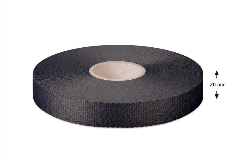 May include: A roll of black webbing tape, 20 mm wide.