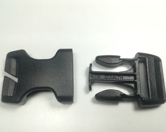 Duraflex gespen met zijsluiting, gleuf, geen naaireparatieoplossing, 3/4 inch, 20 mm breed, zwarte plastic gespen, enkelvoudig verstelbaar