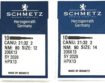 Agujas para máquina de coser Schmetz 206x13 - Tamaños 80/12 y 90/14 (Paquete de 10)