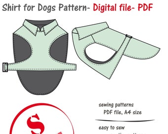 Small Dog Shirt Pattern PDF, Dog Clothes Pattern, Dog Jacket Sewing Pattern,Dog Blouse Pattern, Small Dogs Clothes, Dog Coat Sewing Pdf