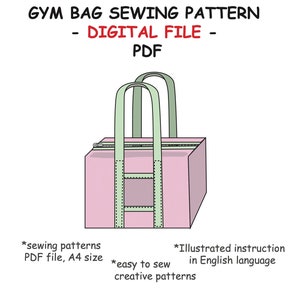 Turnbeutel Schnittmuster, digitale Datei PDF, Taschen-Schnittmuster, Sporttasche Schnittmuster, Reisetasche Schnittmuster, Carryall Bag Schnittmuster, Handtasche Pdf, DIY-Sporttasche