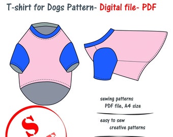 Small Dog(S) T-shirt Sewing Pattern, Small Dog Clothes Pattern, Dog Sweater Pattern, Blouse Dog PDF, Clothes Pet, Top Dog PDF, Blouse Dog