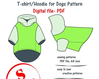Small Dog Hoodie Sewing Digital Pattern Pdf, Pet Dog Appear, Dog Top Patterns, Dog Pullover Pattern, Pet Dog Clothes Sewing Pattern