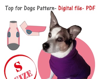 Small Dog Fleece Polo Sewing Pattern PDF, Dog Clothes Pattern Pdf, Dog T-shirt Pattern Pdf, Dog Blouse Sewing PDF, Dog Turtleneck Fleece PDF