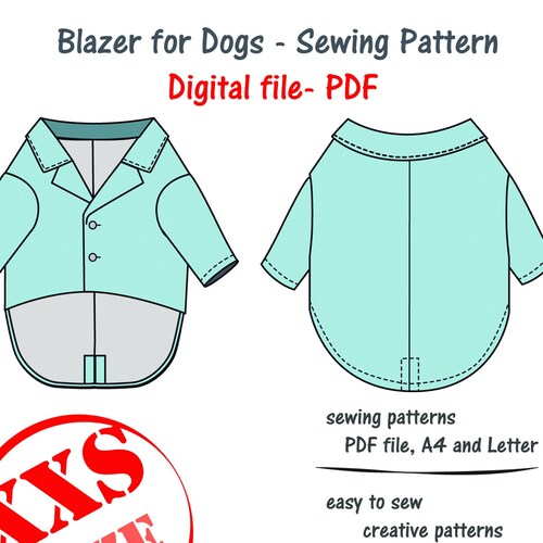 Miniature Dog Blazer Sewing Pattern Pdf Mini Dog Jacket Etsy