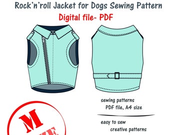 Medium Dog Jacket Sewing Pattern PDF, Dog Clothes Sewing Pattern, Dog Vest Sewing Pattern, Dog Shirt PDF