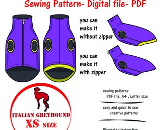 Italian Greyhound(XS) Blouse Sewing Pattern PDF, Italian Greyhound Top Sewing Pattern, Italian Greyhound Clothes Sewing Patterns Pdf