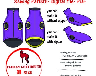 Italian Greyhound(M) Blouse Sewing Pattern PDF, Italian Greyhound Top Sewing Pattern, Italian Greyhound Clothes Sewing Patterns Pdf