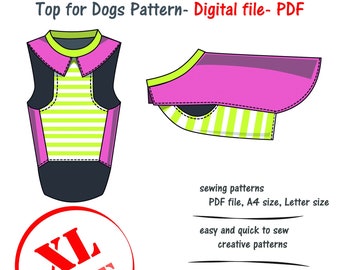 Giant Dog Tee Shirt Digital Sewing Pattern, Large Dog Shirt Pattern Pdf, Large Dog Clothes Sewing Pattern, DIY Big Dog T-shirt