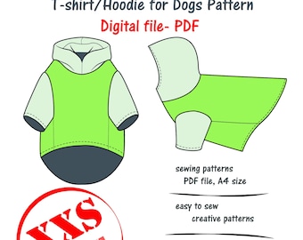 Miniature Dog Hoodie Sewing Pattern PDF, Cat Hoodie Sewing Pdf, Mini Dog Sweater Pattern, Mini Dog Clothes PDF, Mini Dog Sweatshirt Pdf