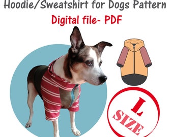 Large(L) Dog Sweatshirt Sewing Pattern PDF, Dog Sweater Pdf, Dog Hoodie Pattern, Dog Pullover Pdf, Dog Zipper Jacket Sewing Pattern Pdf