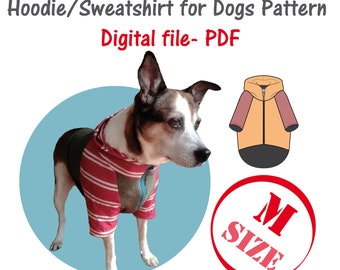 Medium Dog Hoodie Digital Sewing Pattern Pdf File, Dog Clothes Sewing Pattern, Dog Jacket Pattern, Dog T-shirt Pattern, Dog Pullover Sewing