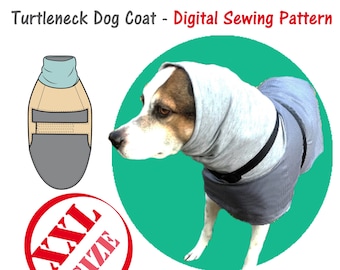 Turtleneck Extra(xxl) Large Dogs Coat Sewing Pattern, Big Dog Raincoat Pattern, Extra Large Dogs Coat Pattern, Polo Dog Sewing Pattern
