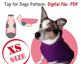 Extra Small Dog Polo Top Sewing Pattern Pdf, Dog T-shirt Sewing Pattern, Dog Turtleneck Pattern, Dog Long Neck Blouse Sewing PDF,Dog Clothes