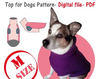 Medium Dog Fleece Polo Sewing Pattern PDF, Dog Turtleneck Sewing Pattern, Dog Blouse Pattern Pdf, Dog Top Sewing Pdf, Dog T-shirt Pattern