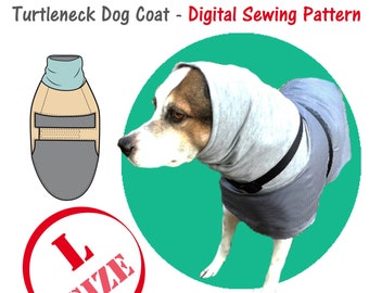 Turtleneck Big(L) Dogs Coat Sewing Pattern, Blouse Big Dog Sewing Digital Pattern, Large Dogs Coat Pattern, Sweatshirt Dog Pdf, Raincoat Dog