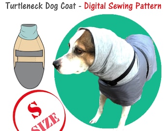 Turtleneck Small Dogs Coat Sewing Pattern, Dog Blouse Sewing Digital Pattern, Small Dogs Coat Pattern, Sweatshirt Dog Pdf, Raincoat Dog