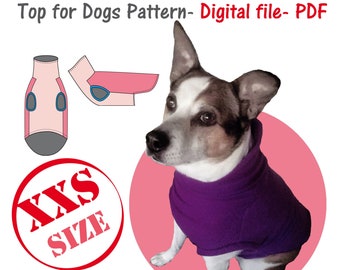Extra Small Dog Top Sewing Pattern, Small Dog Fleece Polo Pattern, Dog Sweater Pattern, Blouse Dog PDF, Clothes Pet, Top Dog PDF, Blouse Dog