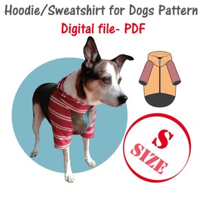 Small Dog Sweatshirt Pattern Sewing, Dog Sweater Pattern, Dog Hoodie Pdf Pattern, Dog Blouse Pattern,Dog Jacket Pattern, Dog T-shirt Pattern