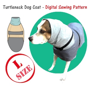 Turtleneck Big(L) Dogs Coat Sewing Pattern, Blouse Big Dog Sewing Digital Pattern, Large Dogs Coat Pattern, Sweatshirt Dog Pdf, Raincoat Dog