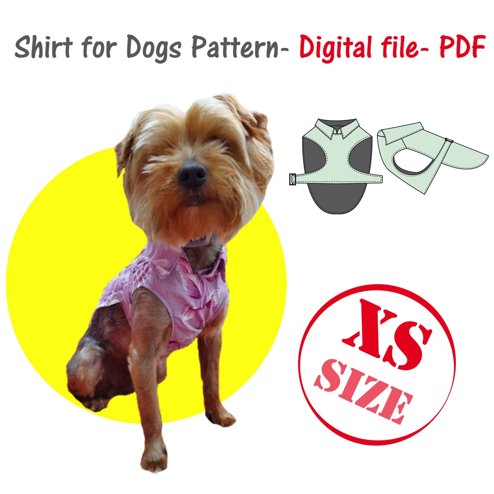 Dogs Shirt Pattern PDF Small Dog Clothes Pattern Dog Jacket Etsy