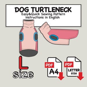 Large Dog Fleece Top Digital Sewing Pattern Pdf, Dog Turtleneck Pattern, Dog Top Pattern, Dog Blouse Pdf, Dog Polo Pattern, Dog Singlet Pdf