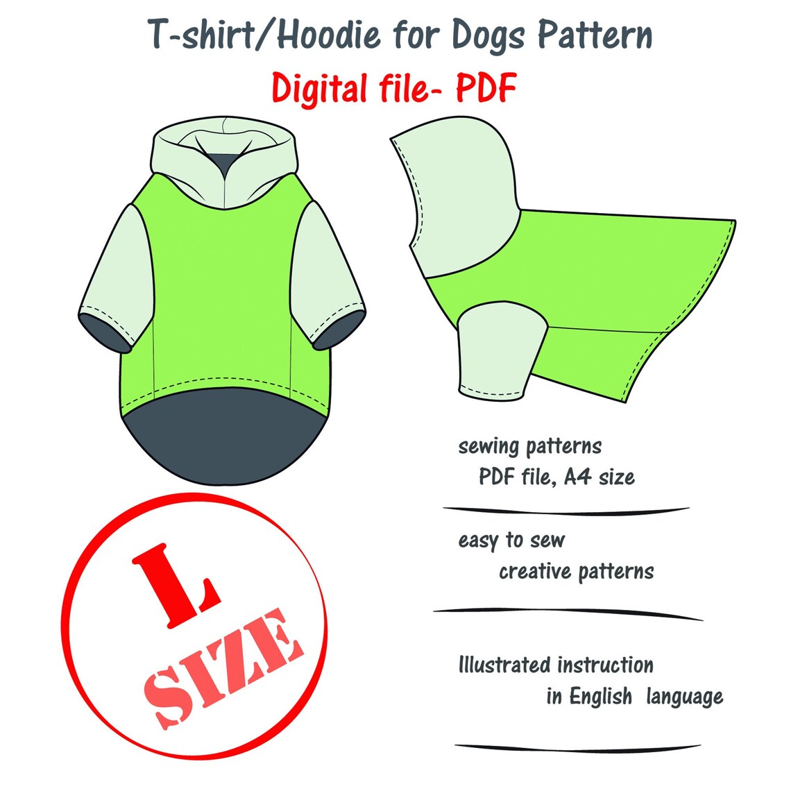 Large Dog Tshirt Sewing Pattern Big Dog Clothes Sewing Etsy
