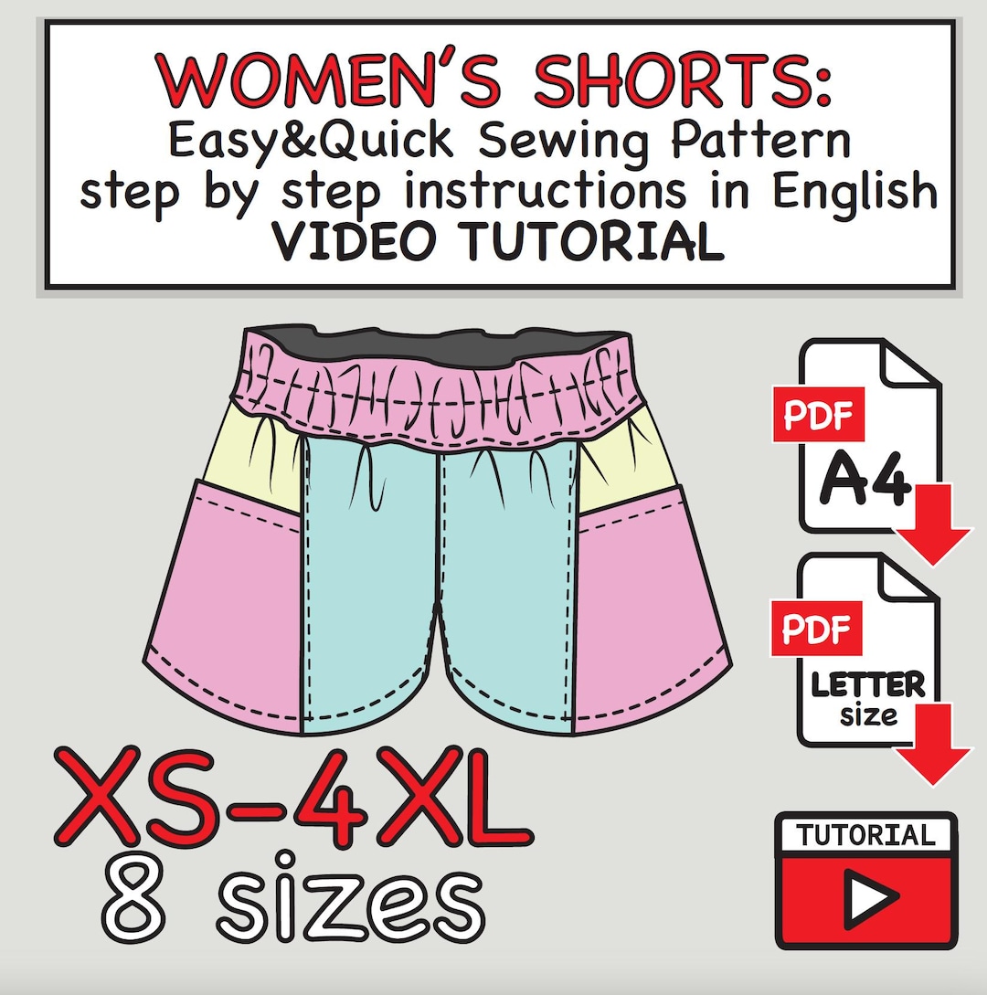 Ladies Basic Shorts Pattern Super Comfortable and Practical Women’s Shorts – PDF Sewing Pattern – 8 ...