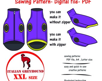 Italian Greyhound(XXL) Blouse Sewing Pattern PDF, Italian Greyhound Top Sewing Pattern, Italian Greyhound Clothes Sewing Patterns Pdf