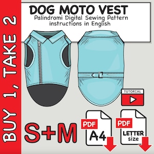 Dog Moto Jacket Sewing Pattern: 2 Sizes- Small and Medium (PDF Digital Download)