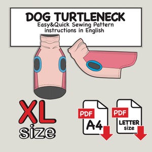 Large(xl) Dog Fleece Top Digital Sewing Pattern PDF, Big Dog Turtleneck Pdf, Dog Polo Pdf, Dog Blouse Pdf, Dog Vest Pattern, DIY Dog Clothes