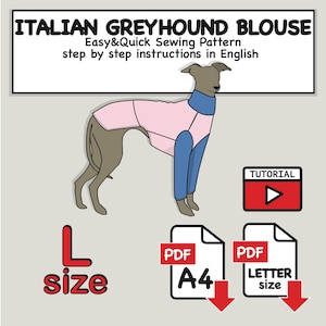 Naaipatroon T-shirt Italiaanse windhond (pdf) - maat L (digitale download)