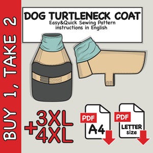4XL+3XL Dog Turtleneck Coat Sewing Pattern: Raincoat, Jacket (PDF Download)