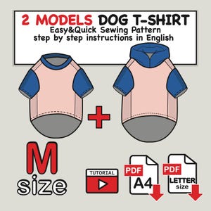 Honden-T-shirt en hoodie Naaipatroon: maat M (digitale pdf-download)