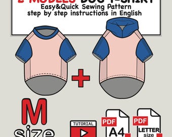 Dog T-Shirt & Hoodie Sewing Pattern: Size M (PDF Digital Download)