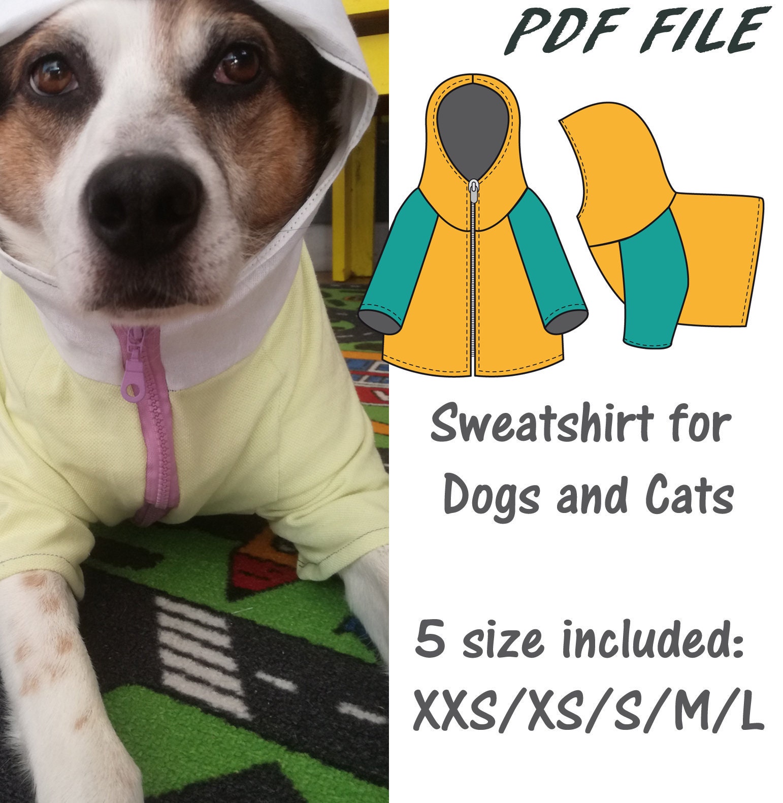 Dog Sweatshirt Pattern Sewing PDF Cat Sweatshirt Pattern PDF Etsy