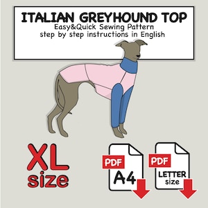 Italian Greyhound XL T-Shirt Sewing Pattern (PDF Download)