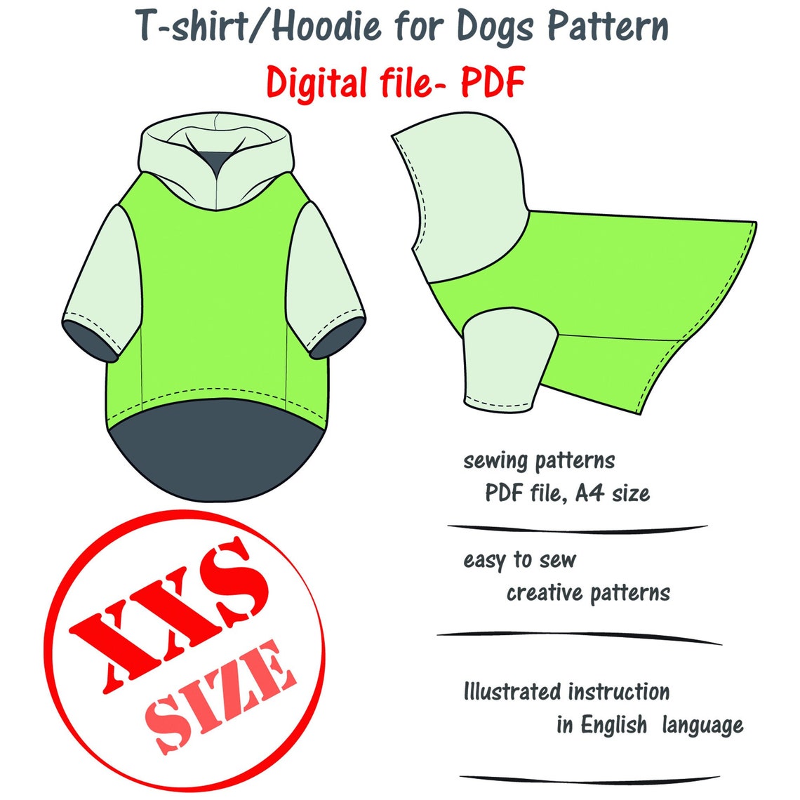 Miniature Dog Hoodie Sewing Pattern PDF Cat Hoodie Sewing Etsy