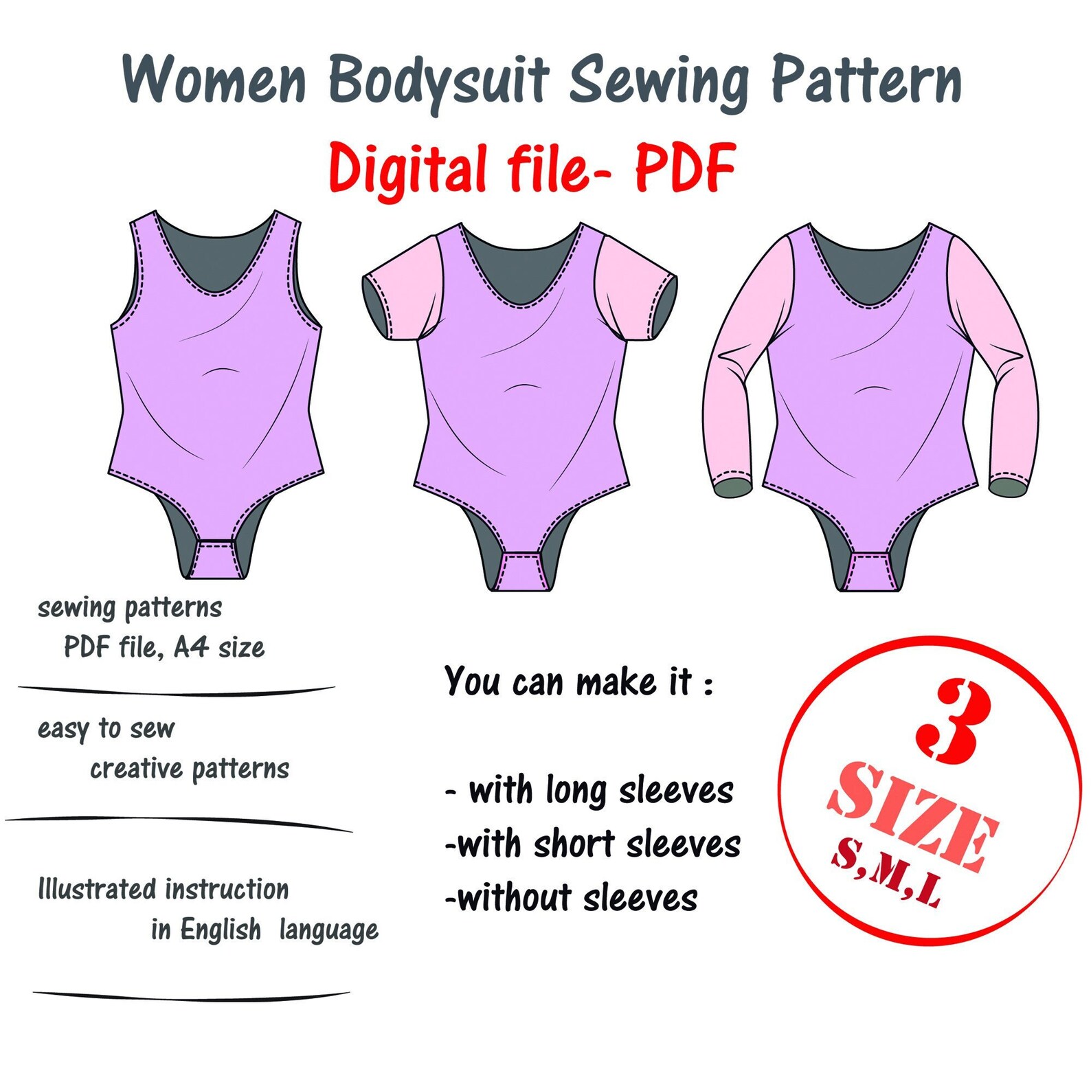 Bodysuit Pattern Sewing Sport Bodysuit Gymnastic Bodysuit Etsy